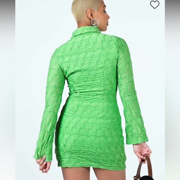 NWT Princess Polly Calvert Long Sleeve Mini Dress Green 4 6 - Picture 6 of 14